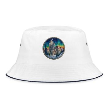 Arctic Wolf Patch Aurora - Bucket Hat - white/navy - Front