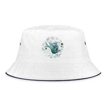 Fish Abyssal Monster on deep ocean zone - Bucket Hat - white/navy - Front