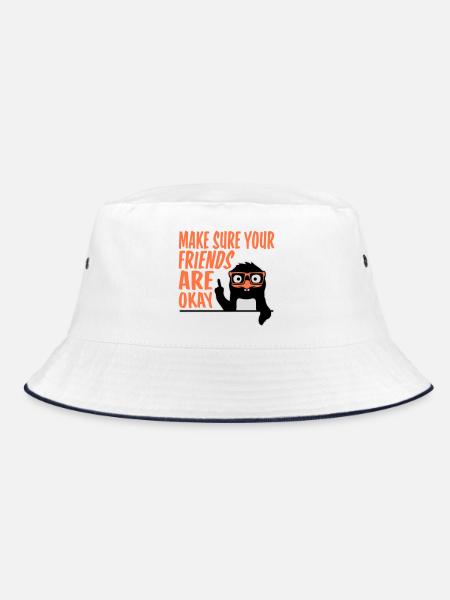 Make Sure Your Friends Are Okay Pinguin Nerd Geek - Bucket Hat - Weiß/Navy - Vorne