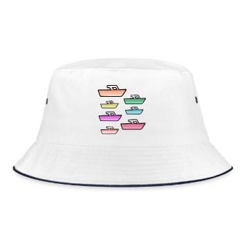 Motor boats - Bucket Hat - white/navy - Front