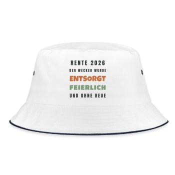Rente 2026 Der Wecker wurde entsorgt - Spruch - Bucket Hat - Weiß/Navy - Vorne