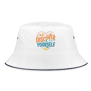 Berge – Entdecken Sie sich selbst - Bucket Hat - Weiß/Navy - Vorne