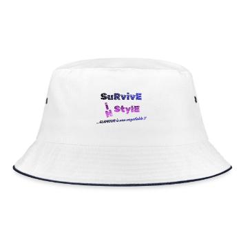Survive in Style | Glamour Is Non-Negotiable - Bucket Hat - white/navy - Front