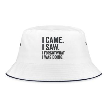 Ich kam, ich sah, ich vergaß, was ich tat. - Bucket Hat - Weiß/Navy - Vorne