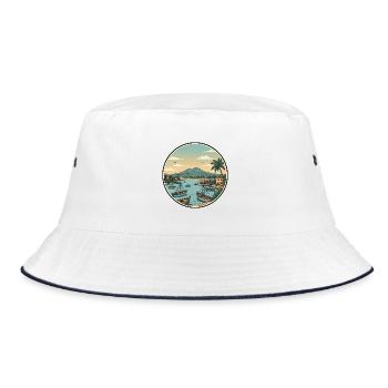 Naples Italy Mount Vesuvius Bay Sticker - Bucket Hat - white/navy - Front
