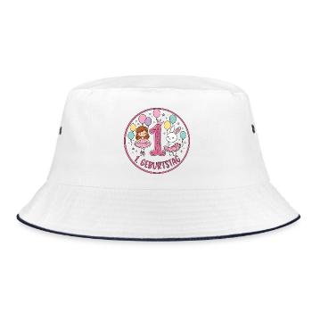 Erster Geburtstag Ballerina Hase - Bucket Hat - Weiß/Navy - Vorne