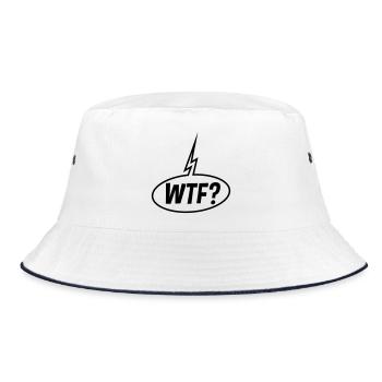 WTF Speech Bubble (Question Mark / Black) - Bucket Hat - white/navy - Front