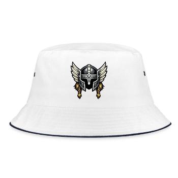 Valkyrie Helmet with Wings - Bucket Hat - white/navy - Front