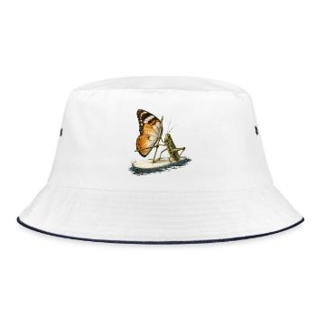 Sauterelle sur planche de surf avec une voile papillon - Bob - blanc/marine - Devant
