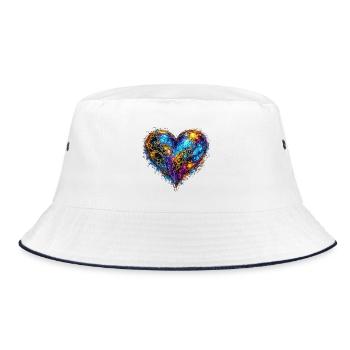 Celestial Heart  - Bucket Hat - white/navy - Front