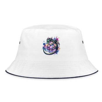 Dragon mignon avec des dés D20 – Stylo et papier - Bob - blanc/marine - Devant