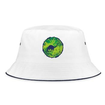 Dino Brachiosaurus Adventure Finally School - Bucket Hat - white/navy - Front