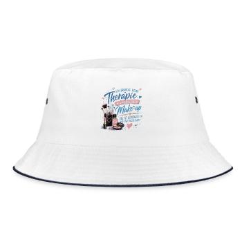 Ich brauche Make-up statt Therapie - Bucket Hat - Weiß/Navy - Vorne