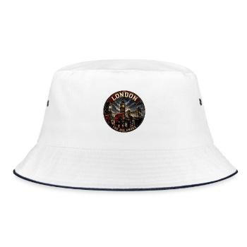London Big Smoke Vintage Travel Badge - Bucket Hat - white/navy - Front