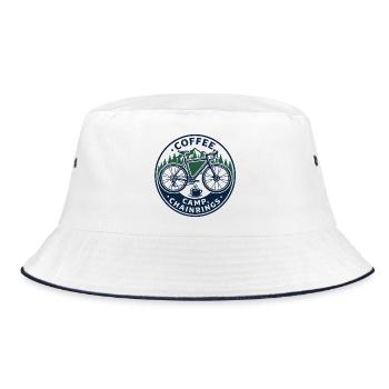 Coffee Camp Kettenblätter Vintage Bike Emblem - Bucket Hat - Weiß/Navy - Vorne