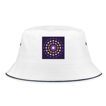 Golden purple mandala on night background - Bucket Hat - white/navy - Front