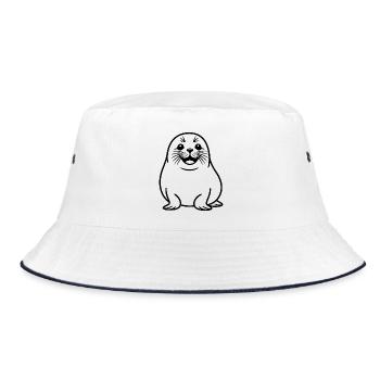 Cute Seal Line Drawing - Bucket Hat - white/navy - Front