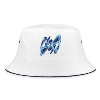 Blue Glow – Fractal Art - Bucket Hat - white/navy - Front