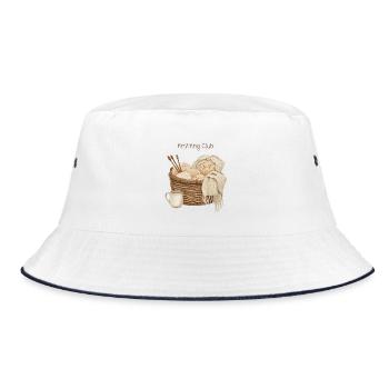 Knitting Club Stricken Cozy Hobby - Bucket Hat - white/navy - Front