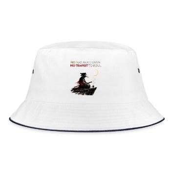 No Master To Serve No Tempest To Fear Samurai Tee - Bucket Hat - white/navy - Front