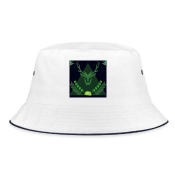 Forest spirit deer in triangle - Bucket Hat - white/navy - Front