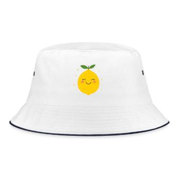 Funny Yellow Kawaii Lemon – Cute Fruit - Bucket Hat - white/navy - Front