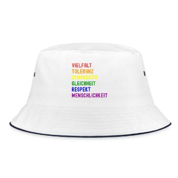 Vielfalt Toleranz Demokratie - Bucket Hat - Weiß/Navy - Vorne