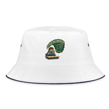 Ich melde mich innerlich – Introvertierter Schüler - Bucket Hat - Weiß/Navy - Vorne