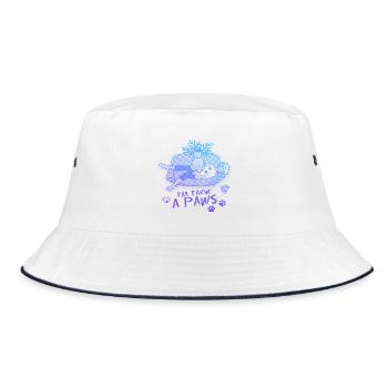 I'm taking a Paws - Cat making biscuits - Bucket Hat - white/navy - Front