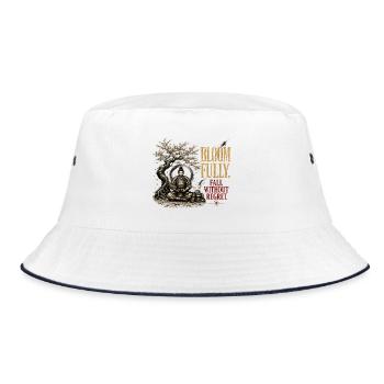 Bloom Fully Fall Without Regret Samurai Sakura - Bucket Hat - white/navy - Front