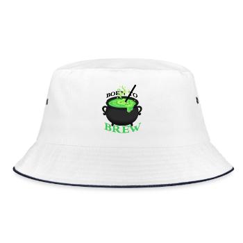 Green Brew Pot Cartoon - Bucket Hat - white/navy - Front