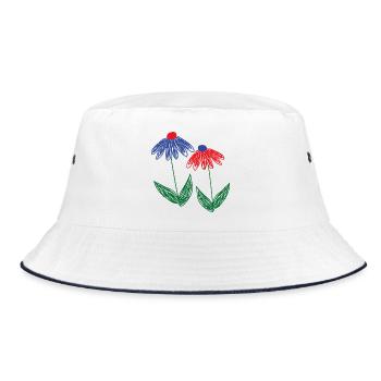 Flowers Blue Red - Bucket Hat - white/navy - Front