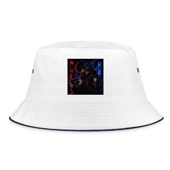 Neon Street Gamer in Anime Style - Bucket Hat - white/navy - Front