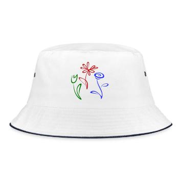 Three flowers - Bucket Hat - white/navy - Front