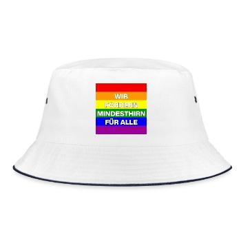 WIR FORDERN MINDESTHIRN FÜR ALLE, NO NZS, NO AFD - Bucket Hat - Weiß/Navy - Vorne