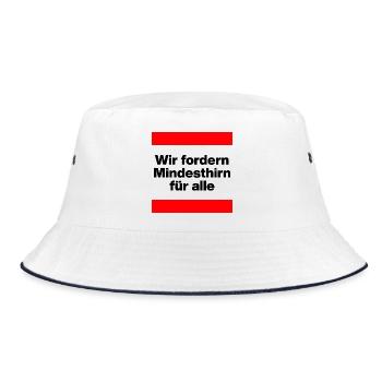 WIR FORDERN MINDESTHIRN FÜR ALLE, NO NZS, NO AFD - Bucket Hat - Weiß/Navy - Vorne