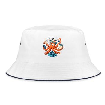 Ich hab's im Griff – Oktopus Multitasking - Bucket Hat - Weiß/Navy - Vorne