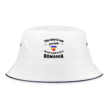 Buntes Romania Fanshirt - Bucket Hat - Weiß/Navy - Vorne