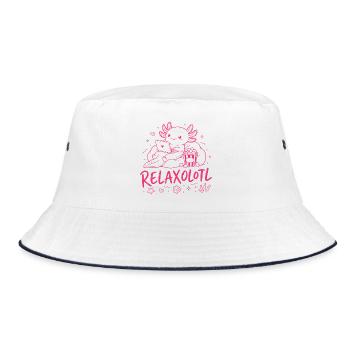 RELAXOLOTL - Cute Relaxing AXOLOTL - Bucket Hat - white/navy - Front