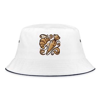 Croissant Piping Bag Icon - Bucket Hat - white/navy - Front