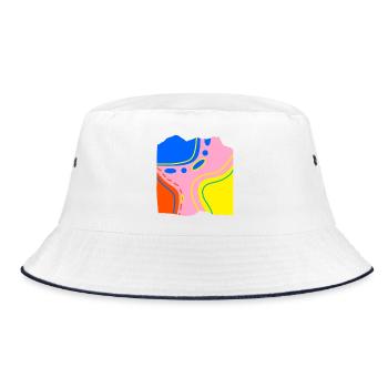 Abstract Color Flow Artwork - Bucket Hat - white/navy - Front