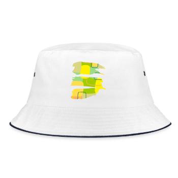Casual Kunst - abstraktes Farb-Form Design - Bucket Hat - Weiß/Navy - Vorne