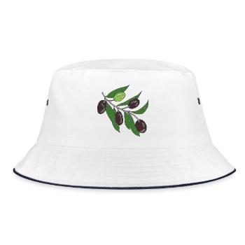 Olive branch vector print - Bucket Hat - white/navy - Front