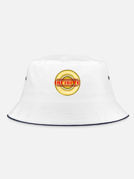 INFINITE Gold - Modernes Embleme - Bucket Hat - Weiß/Navy