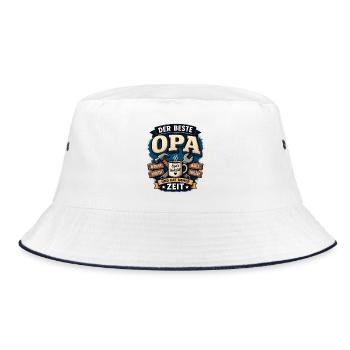 Der beste Opa – Werkstatt Motiv - Bucket Hat - Weiß/Navy - Vorne