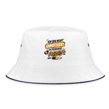 Unmotiviert Freizeit Stil - Bucket Hat - Weiß/Navy - Vorne