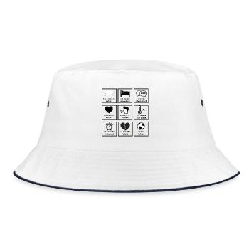 Ich bin Fußball – Fußballfan Grid Design - Bucket Hat - Weiß/Navy - Vorne