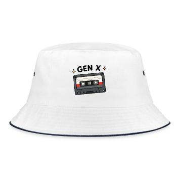 Gen X Raised on Mixtapes & Risks Retro Cassette Ta - Bucket Hat - white/navy - Front