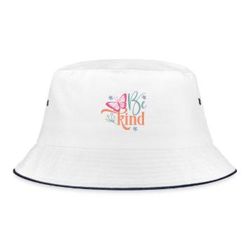 Be Kind Butterfly Floral Design - Bucket Hat - white/navy - Front