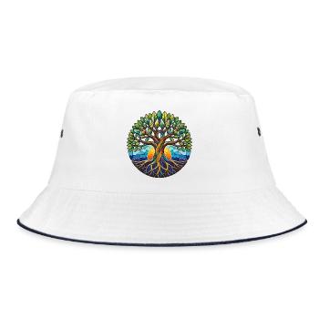 Glass Tree of Life - Bucket Hat - white/navy - Front